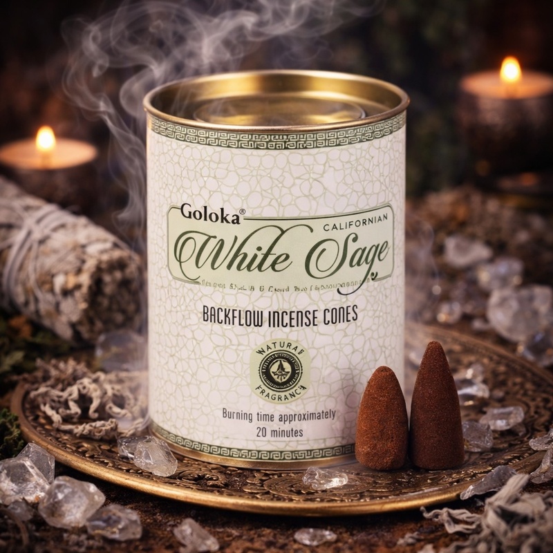 Goloka Back Flow Incense Cones – White Sage