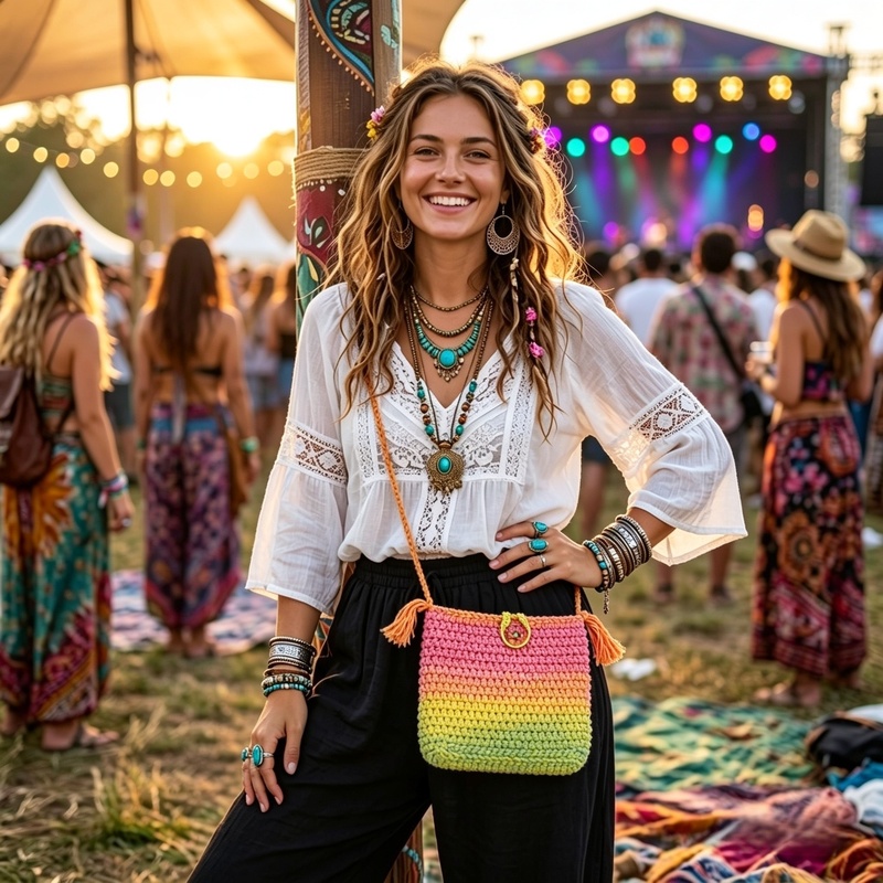Handmade Cotton Crochet Small Shoulder Bag