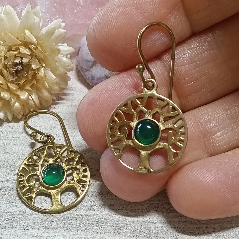 Brass Tree of Life Earrings