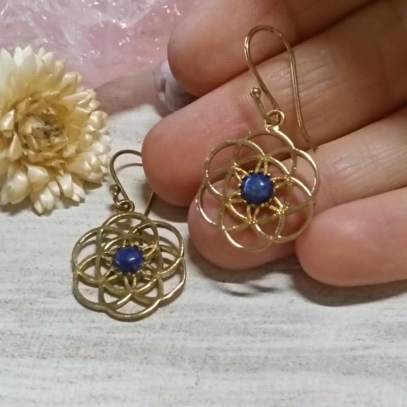 Brass Flower of Life Earrings