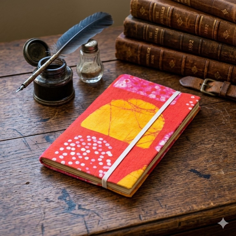 Jute Paper Batik Fabric Covered Journal – Sunset