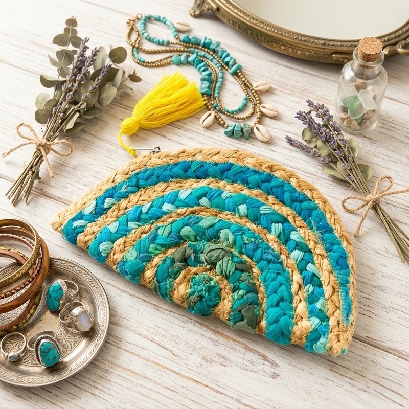 Seaside Blend Chindi Tassel Clutch Purse