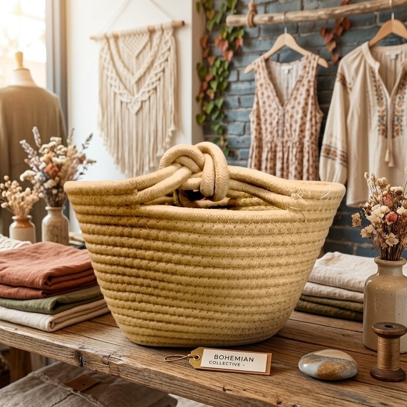 Cotton Rope Knot Bag - Tan