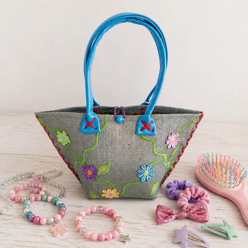 Sissy Bag - Kid's Embroidered Flower Bag Blue