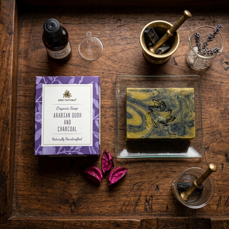 Arotatvika Organic Arabian Oudh and Charcoal Soap