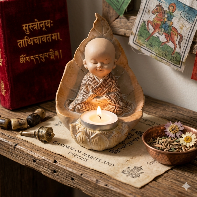 Meditating Monk Resin Tea-Light Holder
