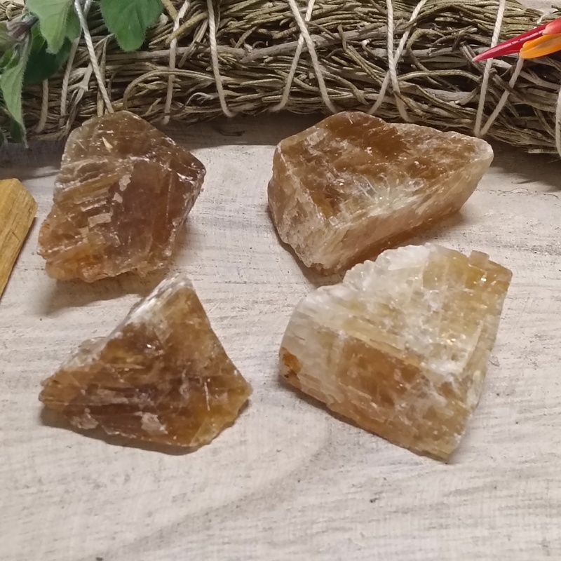 Golden Calcite Raw Piece Pack 4