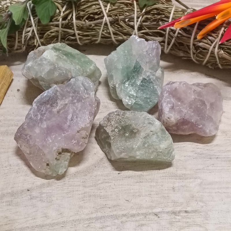 Rainbow Fluorite Raw Chunks Pack 5