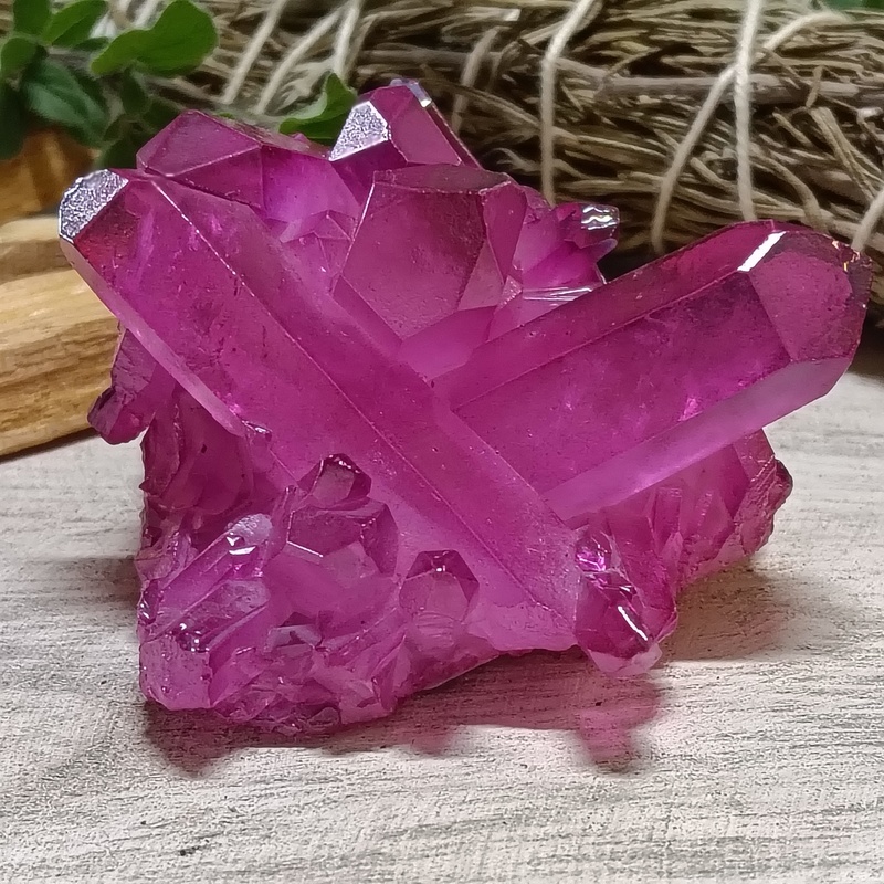Purple Aura Quartz Cluster