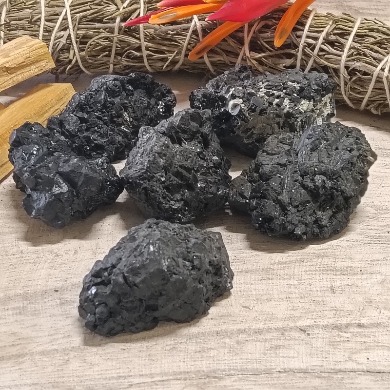 Raw Black Tourmaline Chunks Pack 6