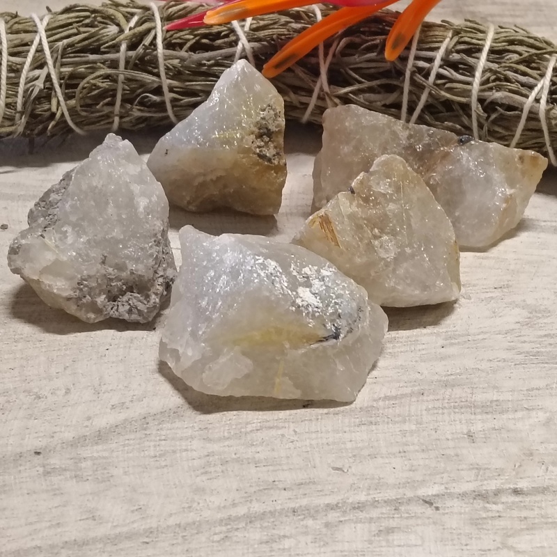 Raw Rutile Quartz Chunks - Pack 5