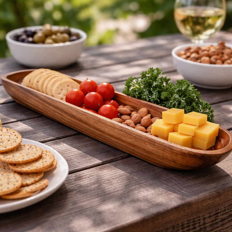 Mini Acacia Wood Nibbles Boat