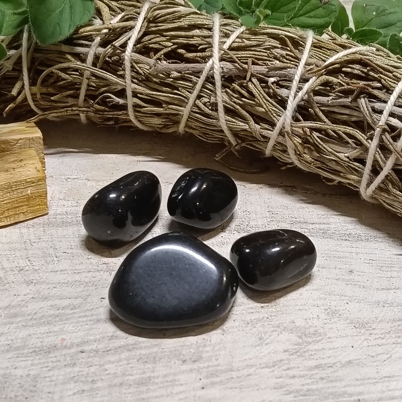 Black Tourmaline Tumble Stones Pack 4
