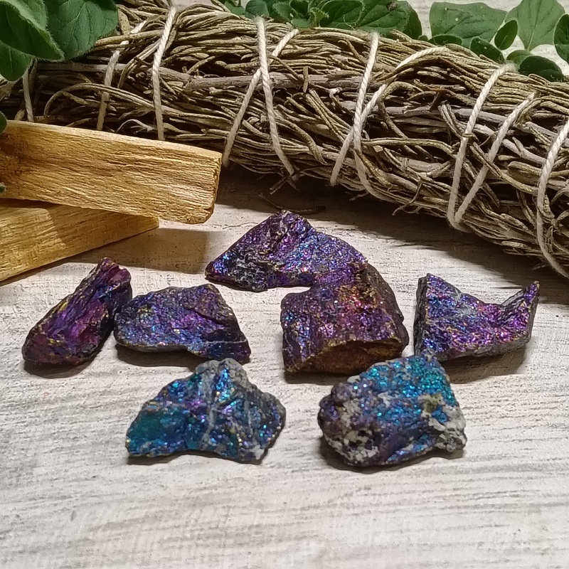 Raw Peacock Ore Rocks Pack 7