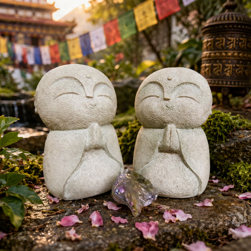 Praying Monk Décor Statue