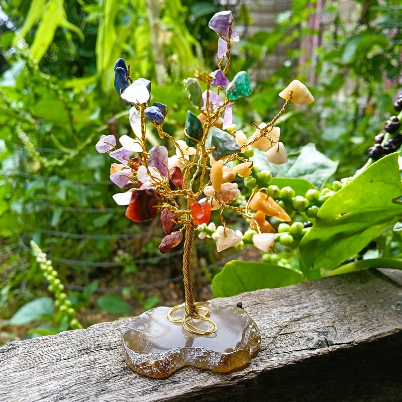 Chakra Stone Gem Tree on Agate Base