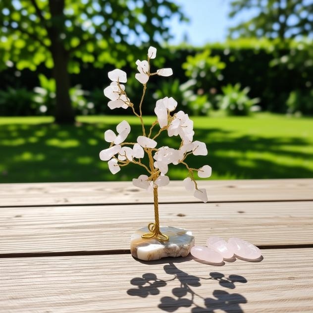 Rose Quartz Gem Tree on Agate Base