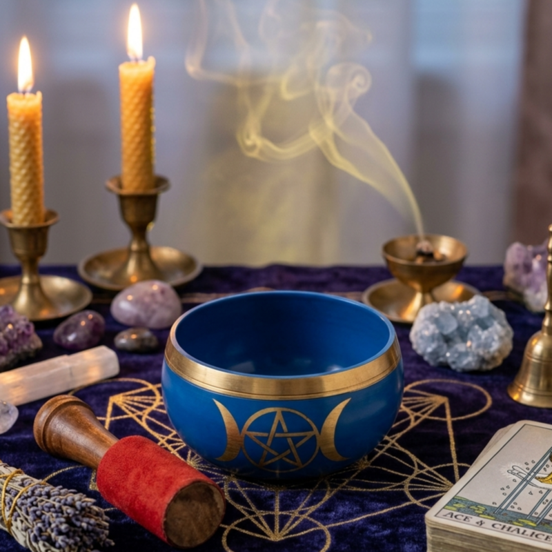 Triple Moon Singing Bowl - Blue