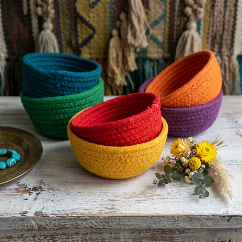 Cotton Trinket Bowls Assorted Colours
