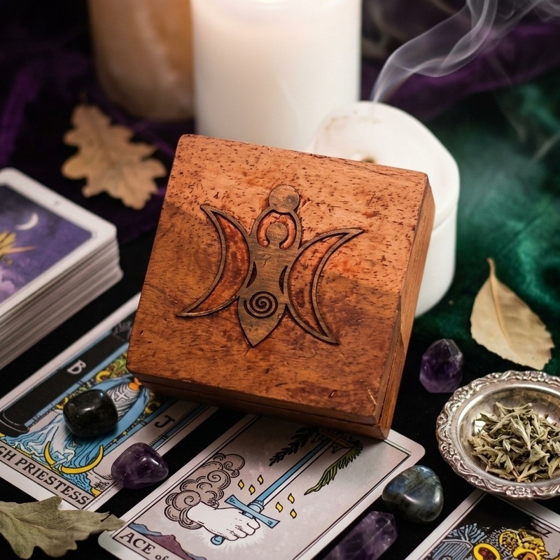 Timber Trinket Box Pentagram or Goddess