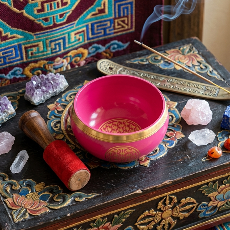Flower of Life Singing Bowl - Pink