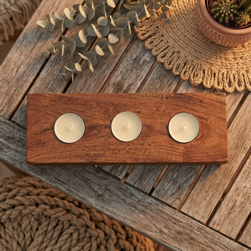 Acacia Tea Light Holder