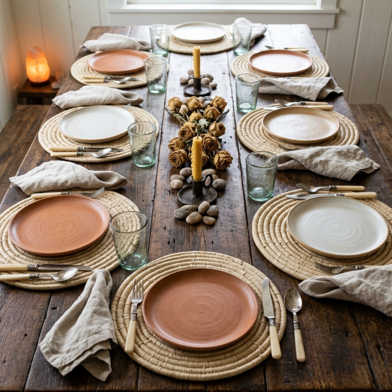 Hand-Crafted Fair Trade Raffia Placemat/Trivet Set