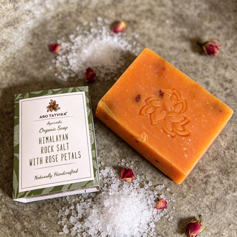 Arotatvika Organic Himalayan Rock Salt and Rose Petals Soap 100g