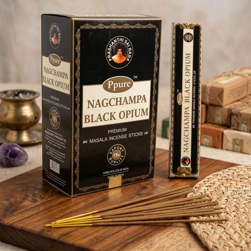 Ppure Nagchampa Black Opium Incense Sticks 15g Pack