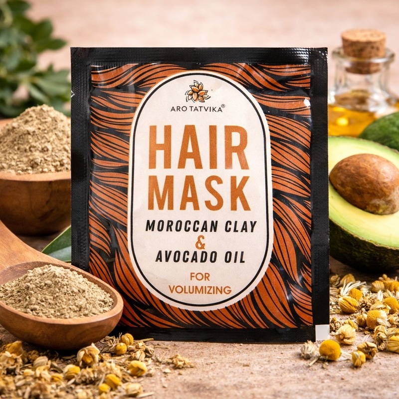 Arotatvika Hair Mask 25ml Sachet - Moroccan Clay and Avocado Oil for Volume