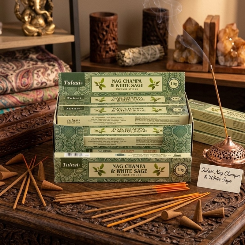 Tulasi Nag Champa and White Sage Premium Incense Sticks 15g
