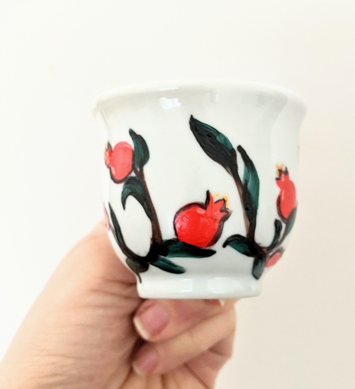 Ceramic coffee cups - set of 4 - Pomegranate