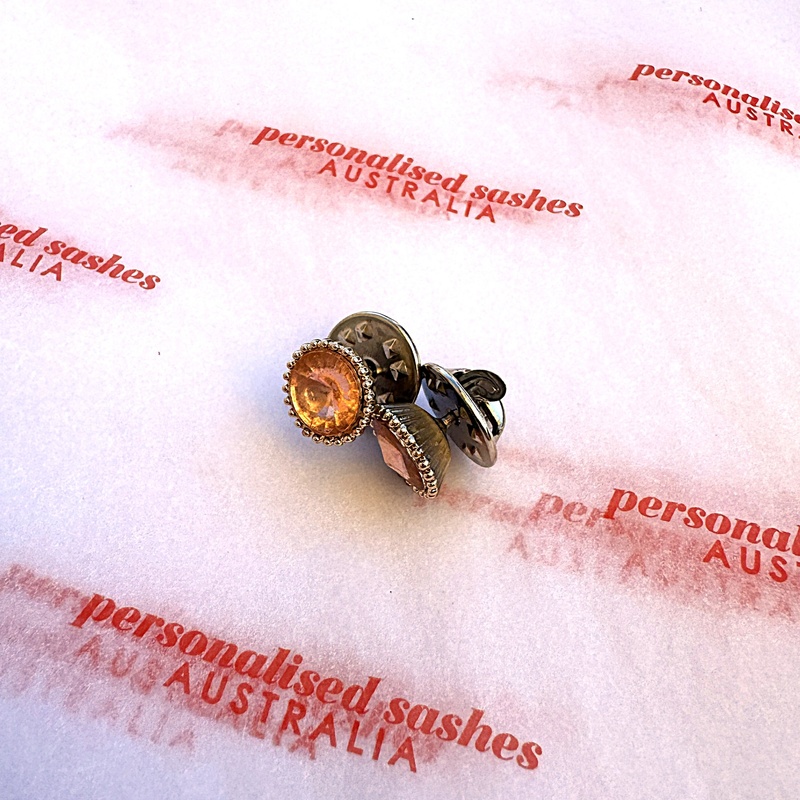Peach Rhinestone Pin