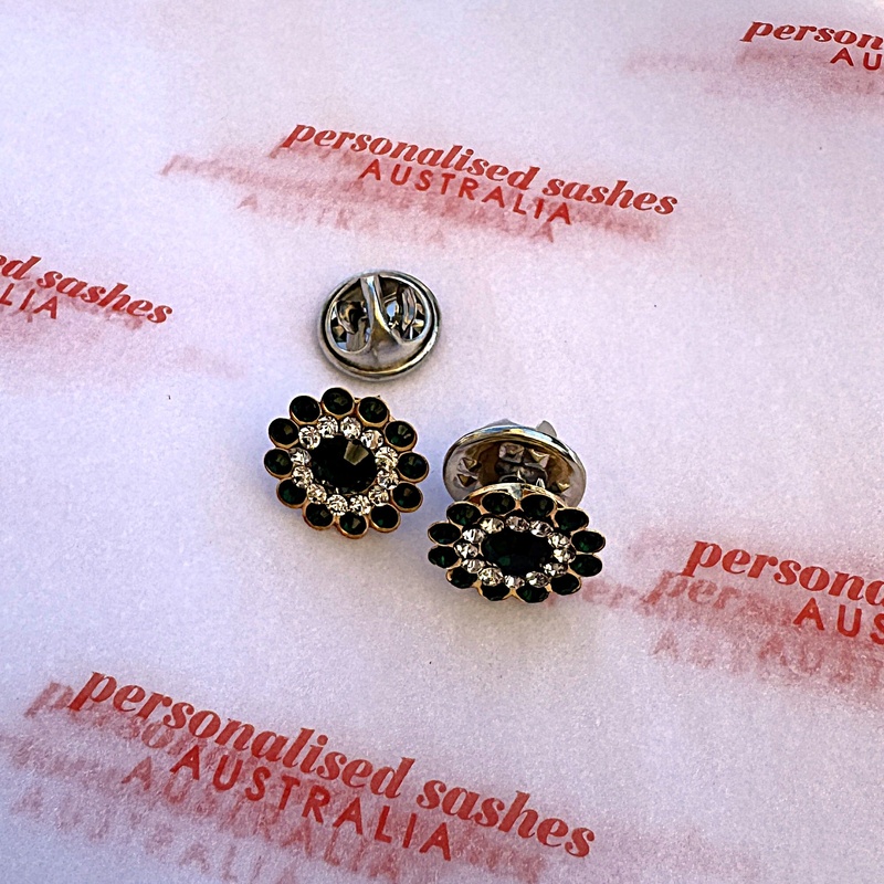 Emerald Rhinestone Flower Pin