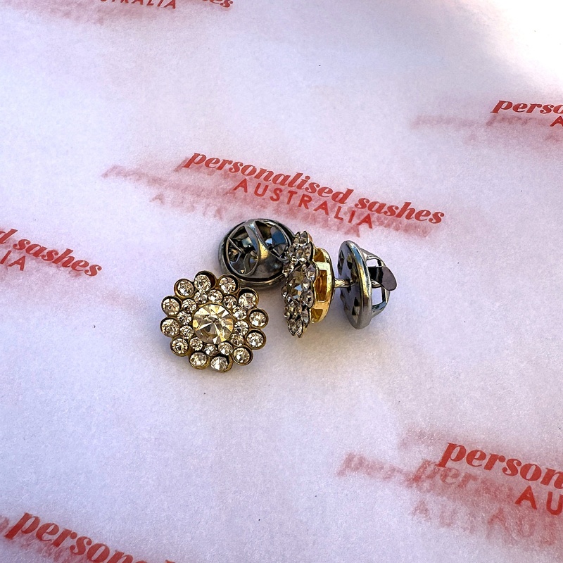 Silver Rhinestone Flower Pin