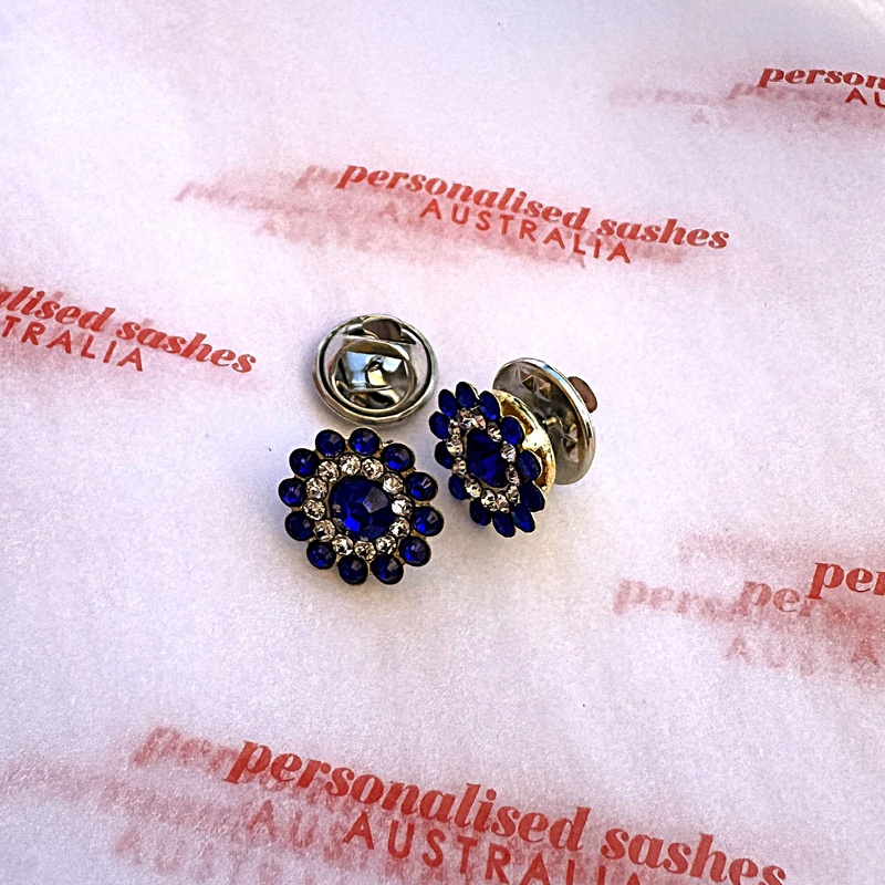 Sapphire Rhinestone Flower Pin