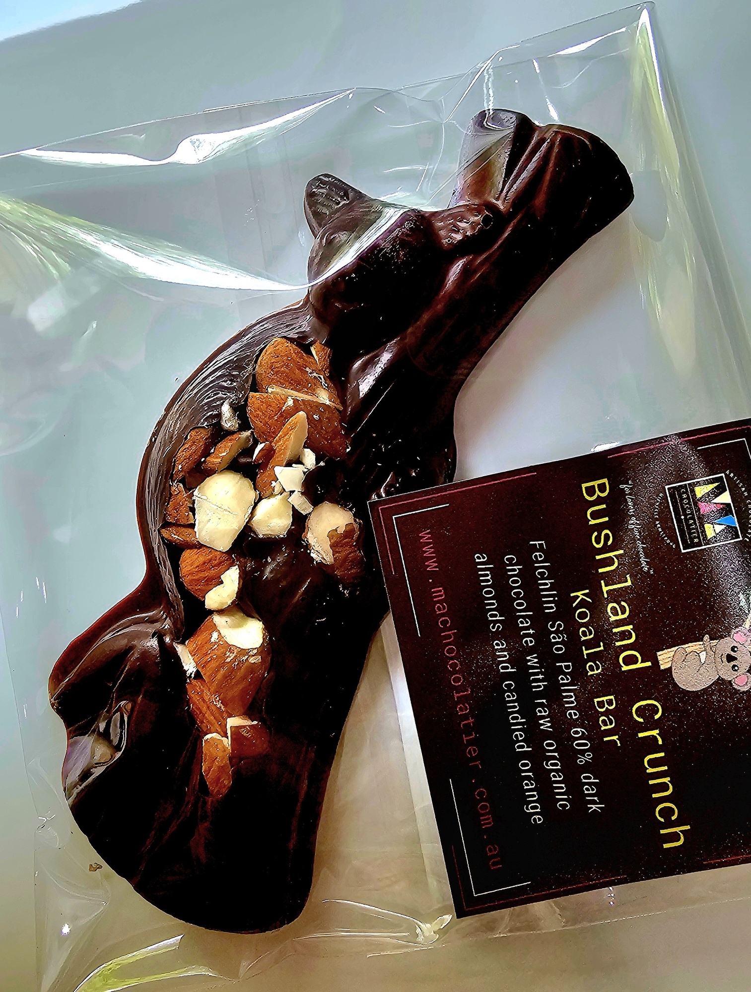 Bushland Crunch Koala Bar – 60% Dark Chocolate with Almond & Orange